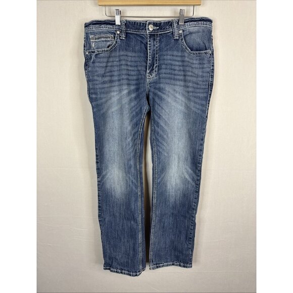 ROCK & ROLL COWBOY Revolver Straight Men’s Jeans 36x31 Blue Slim Straight - Picture 2 of 8